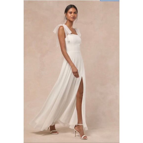 Lulus Dresses & Skirts - Lulus Radiant Romance Tie Strap Maxi Wedding Dress New XL